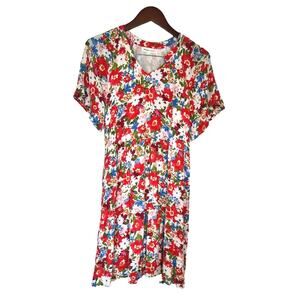 🌟3 for $35🌟 Hope Ave Summer Red Floral Dress Sz Small‎ Short Loose Flowy Dress